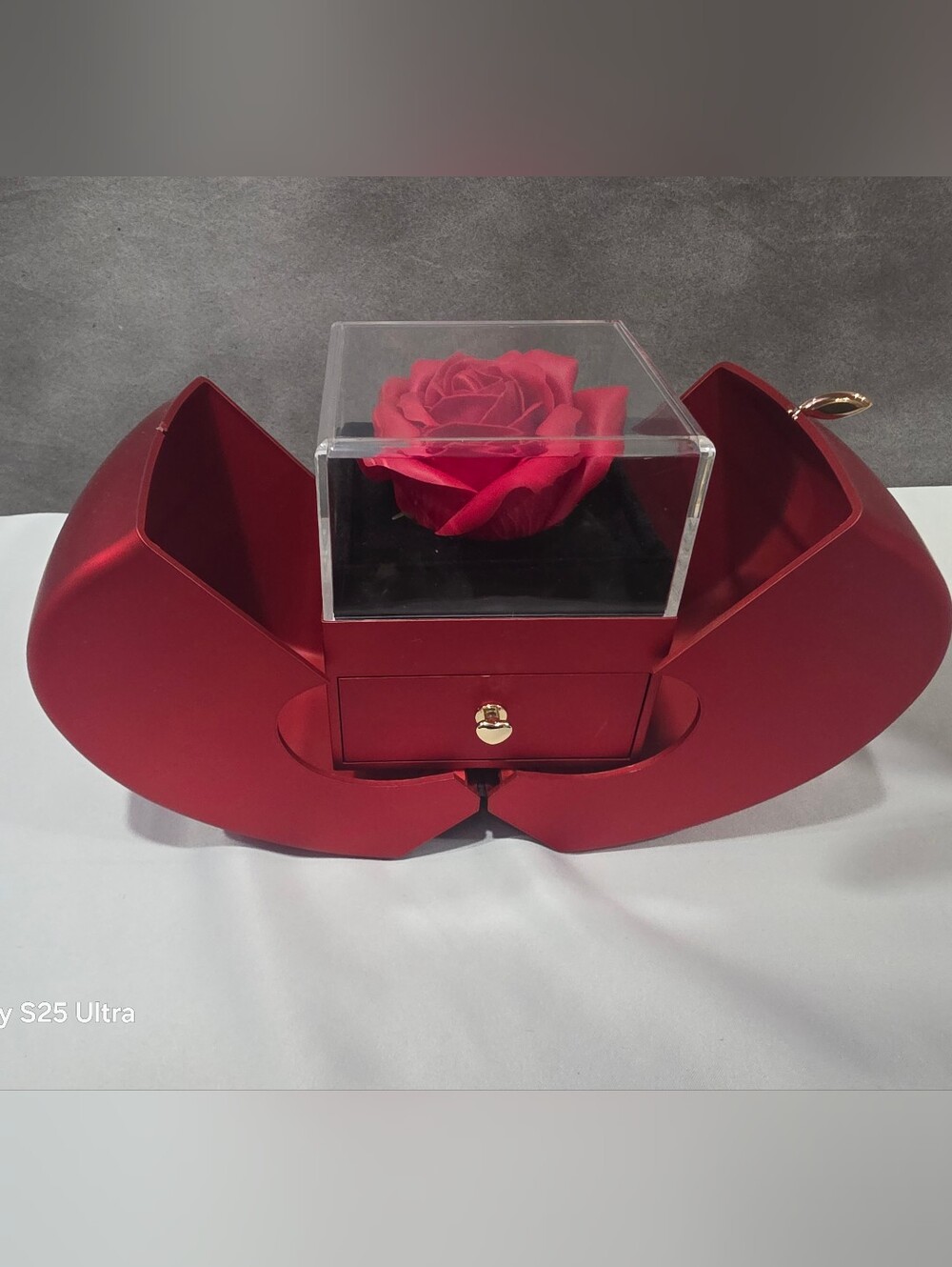 Red Rose Jewelry Box with Display Dome